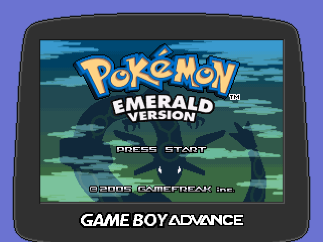 Mockup of what the bezel looks like around the title screen of Pokémon - Emerald Version