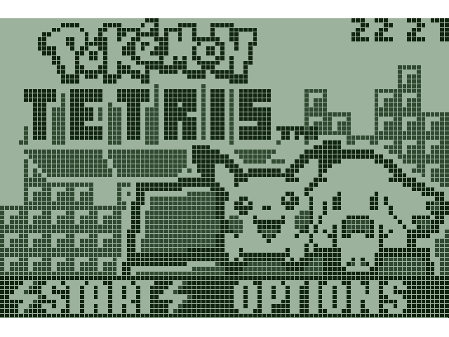 A mockup of the title screen of Pokémon Shock Tetris with an L C D style grid.